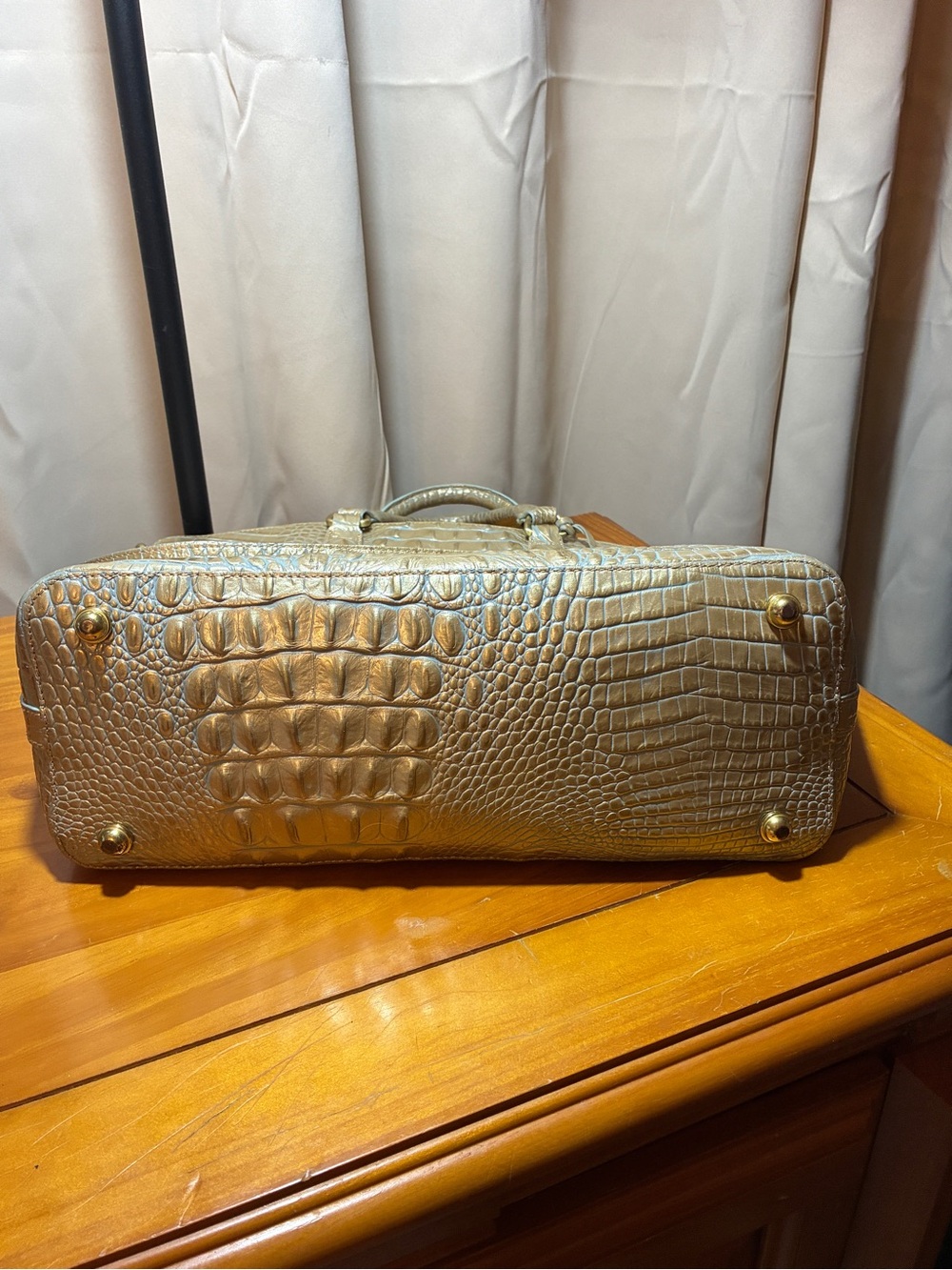 Brahmin Large Duxbury Satchel Metallic Gold Croc-Embossed - Picture 3 of 4